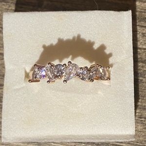 Rose Gold Plated Simulated Diamond Cluster Band Ring